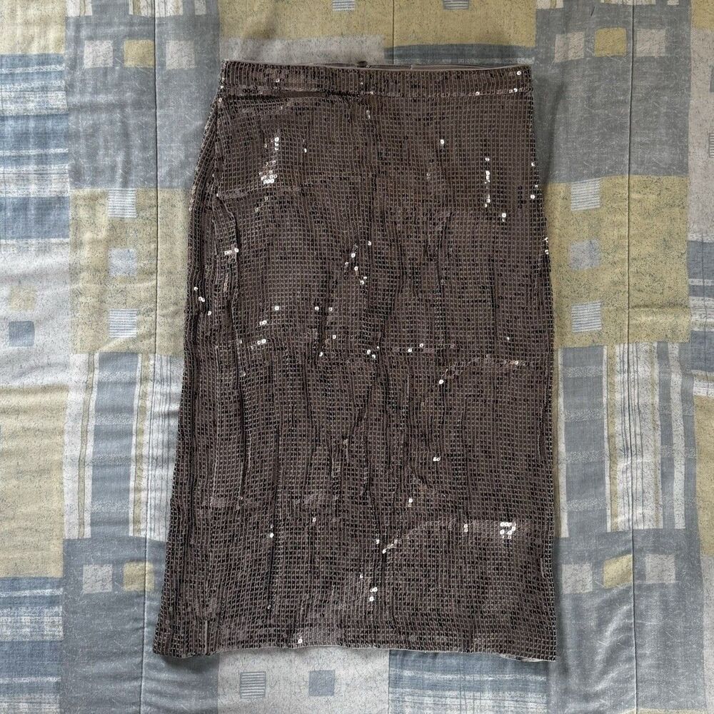 Alice + Olivia Antique Silver Embellished Pencil Skirt Women's Size 8